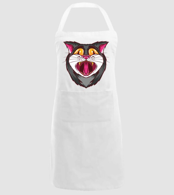 Pisică care cască model alb pe tricou
