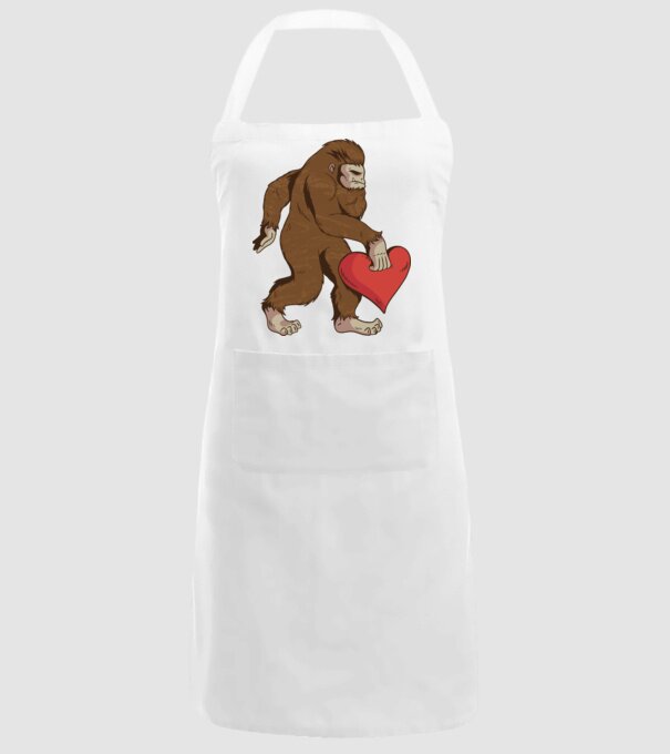 Bigfoot Yeti cu inimă model alb pe tricou