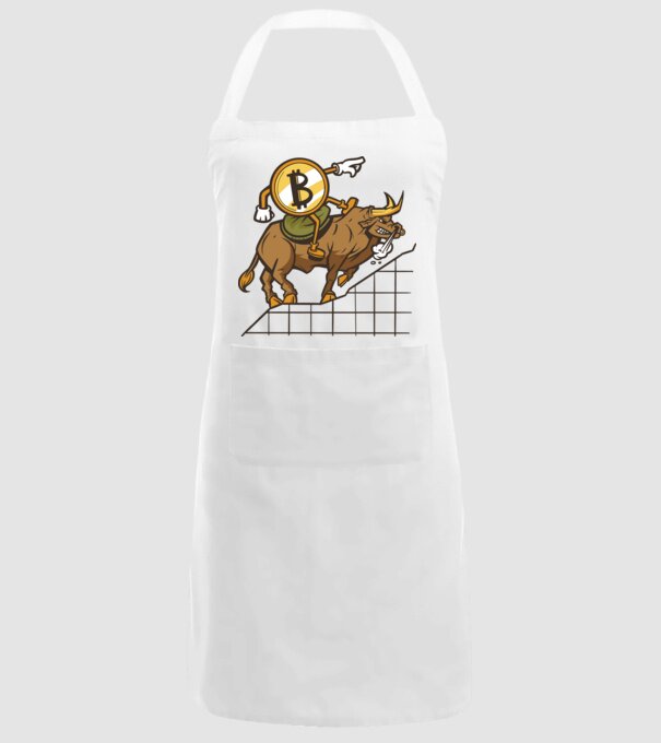 Taur Bitcoin model alb pe tricou