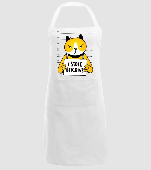 Pisică hoață Bitcoin model alb pe tricou