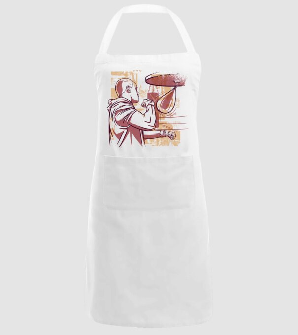 Pugilist model alb pe tricou