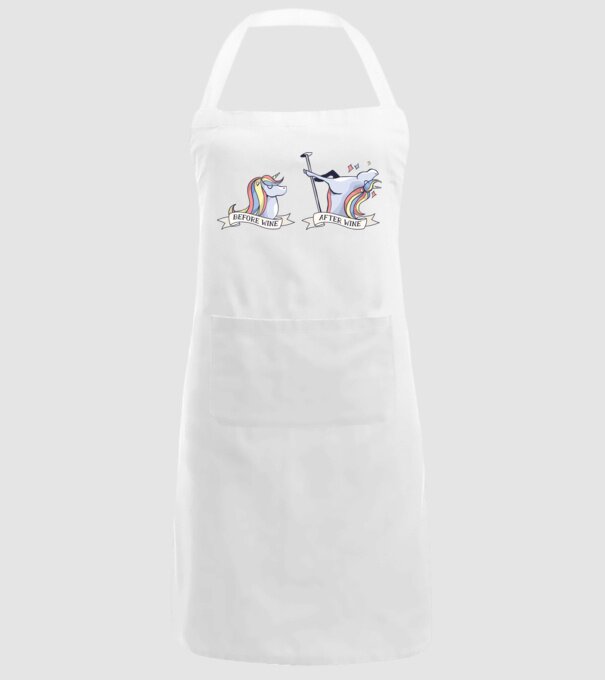 Înainte și după vin Unicorns model alb pe tricou