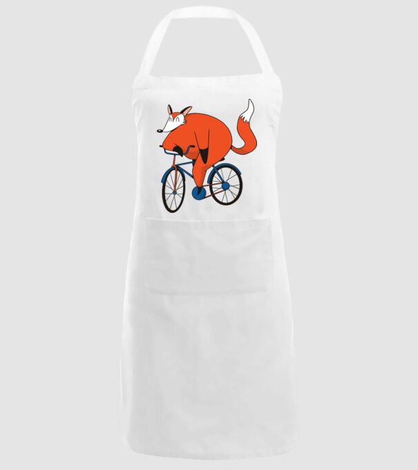 Vulpe cu bicicletă model alb pe tricou