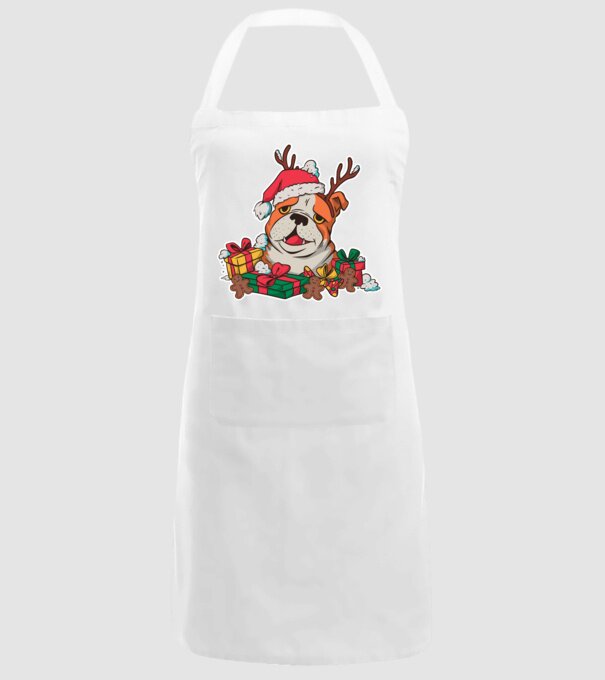 Bulldog de Crăciun model alb pe tricou