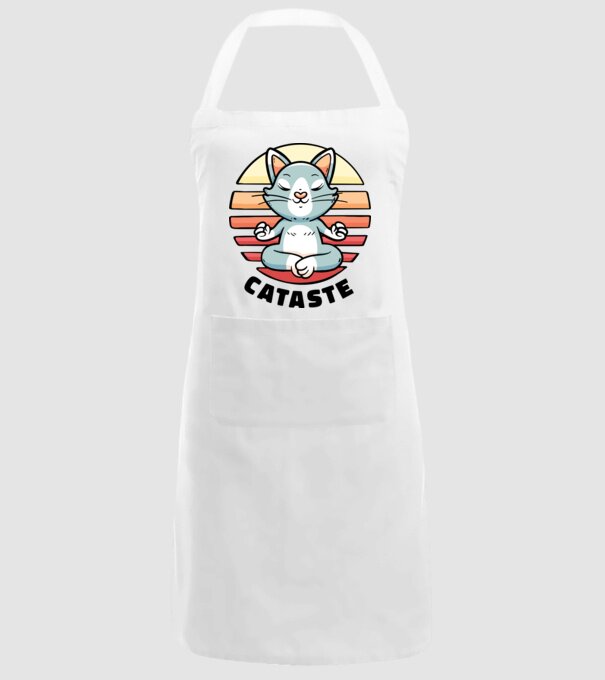 Pisică Cataste meditație model alb pe tricou