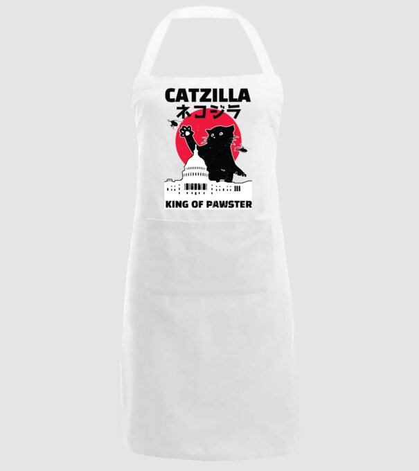 Catzilla - Pisică Godzilla model alb pe tricou