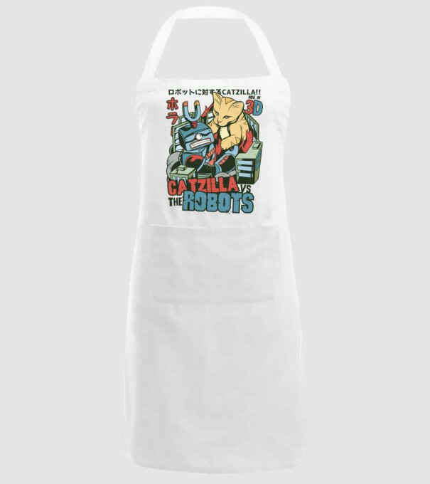 Catzilla Vs Robots model alb pe tricou