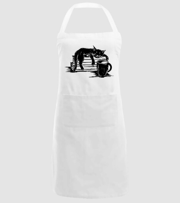 Pisică și cafea model alb pe tricou