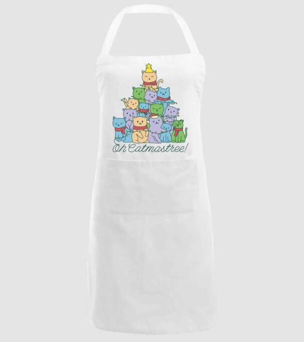 Pom de Crăciun Pisică model alb pe tricou