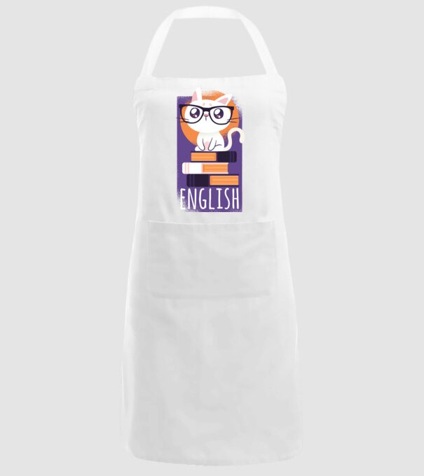 Pisică cu cărți model alb pe tricou