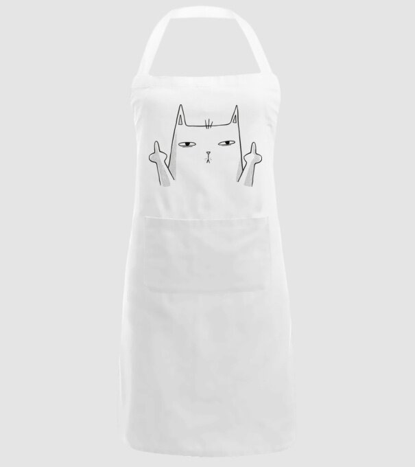 Pisică desen arată degetul model alb pe tricou