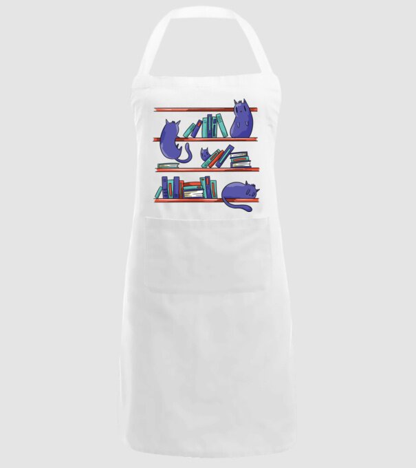 Pisici pe raftul de cărți model alb pe tricou
