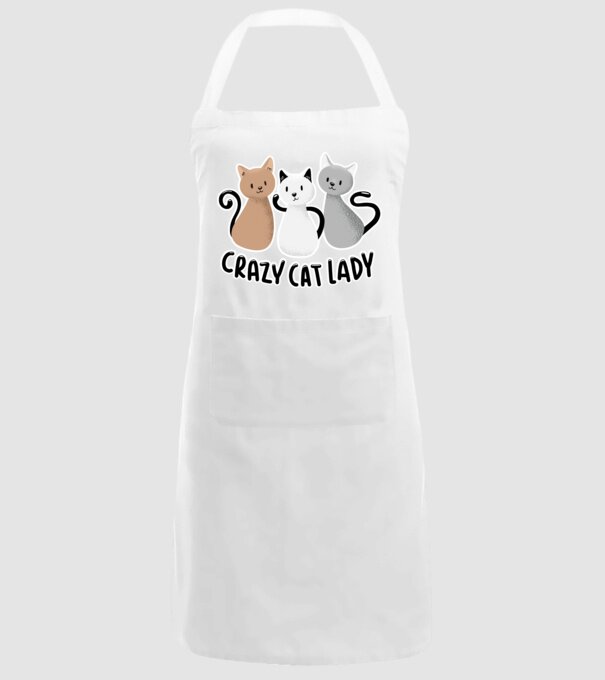 Crazy Cat Lady - fată nebună cu pisică model alb pe tricou