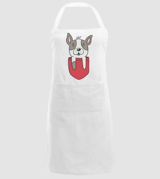 Buzunar pentru Bulldog francez drăguț model alb pe tricou