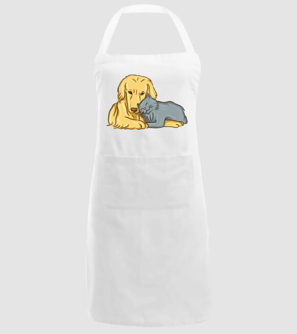 câine pisică drăguță împreună model alb pe tricou
