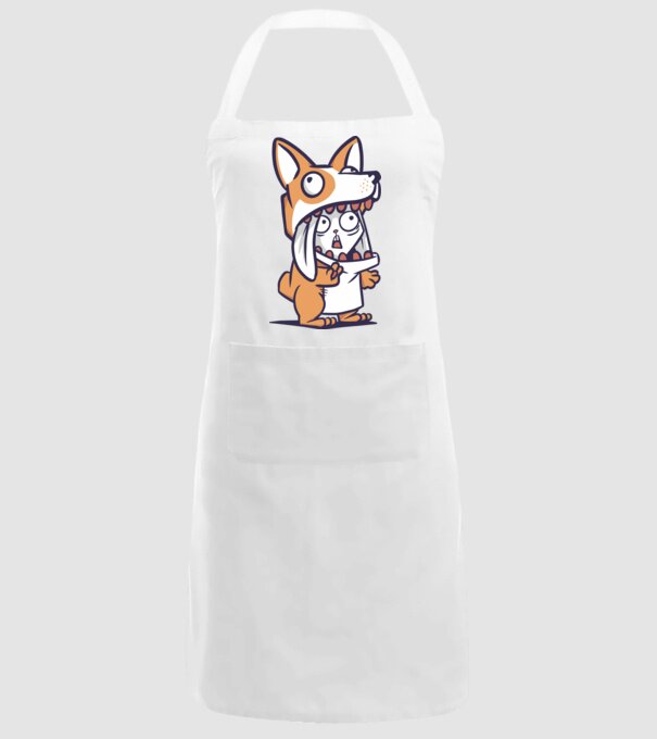 Iepuraș drăguț în costum Corgi model alb pe tricou