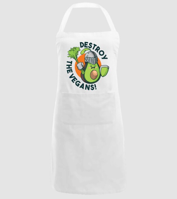 Destroy the Vegans - tricou amuzant războinic Avocado model alb pe tricou