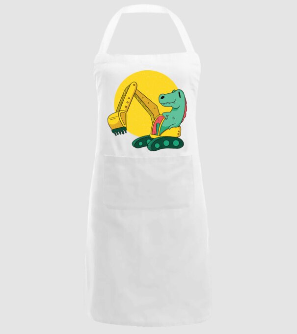 Excavator dinozaur model alb pe tricou