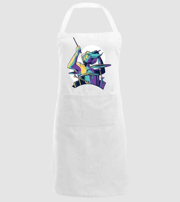 Baterist model alb pe tricou