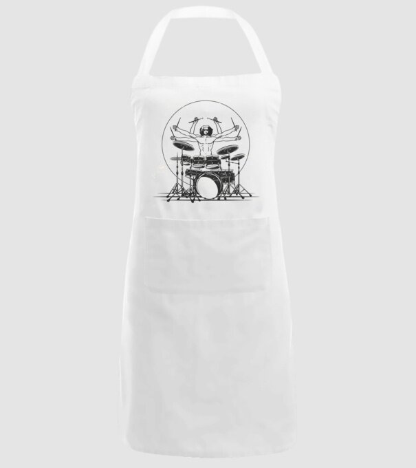 Baterist Vitruvian Da vinci model alb pe tricou