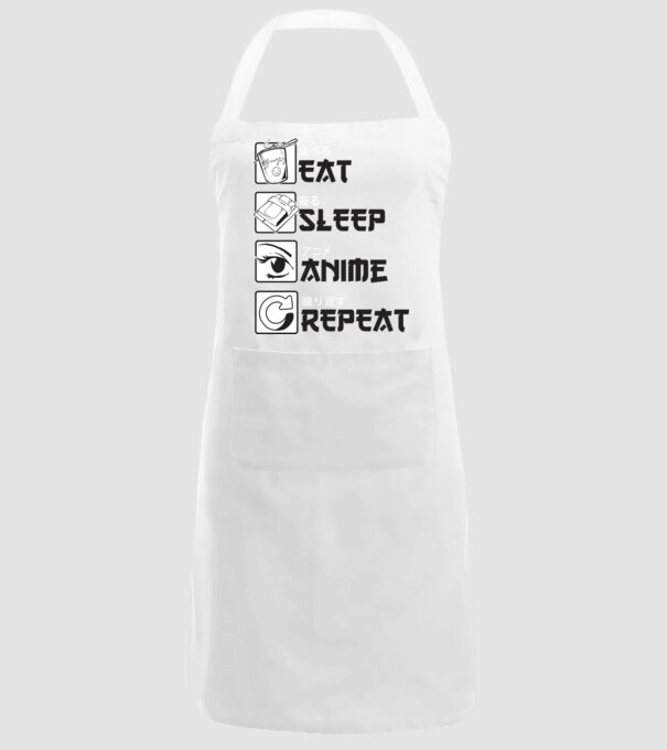 Eat Sleep Anime Repeat model alb pe tricou