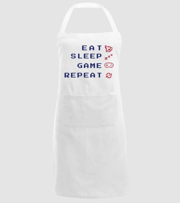 Eat Sleep Game Repeat model alb pe tricou