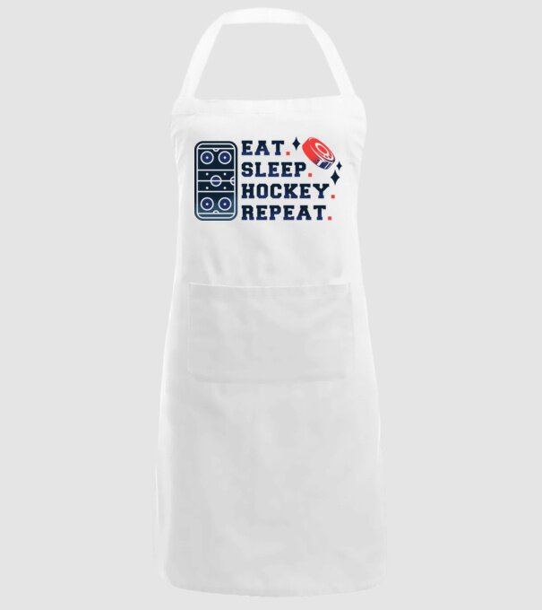 Eat Sleep Hockey Repeat model alb pe tricou