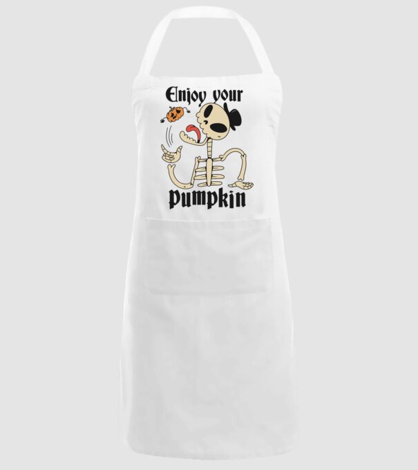 Enjoy your pumpkin Skeleton model alb pe tricou