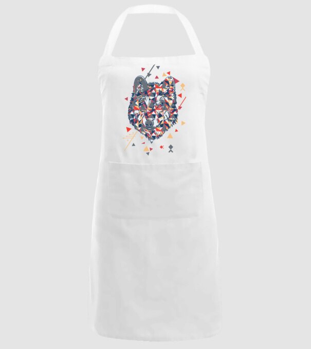 Lup - abstract model alb pe tricou