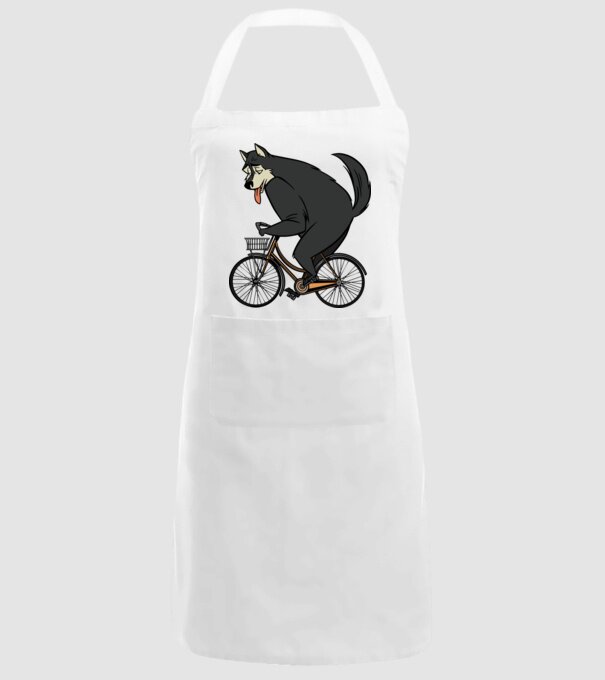 Lup pe bicicletă model alb pe tricou