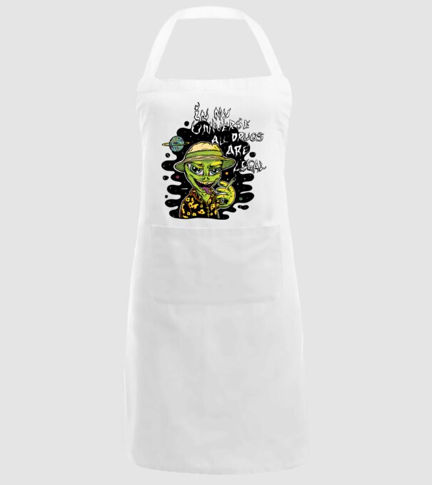 Alien drogat model alb pe tricou