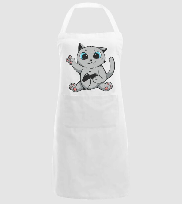 Pisică Gamer model alb pe tricou