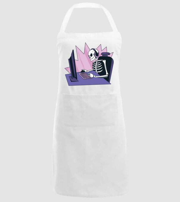 Schelet Gamer model alb pe tricou