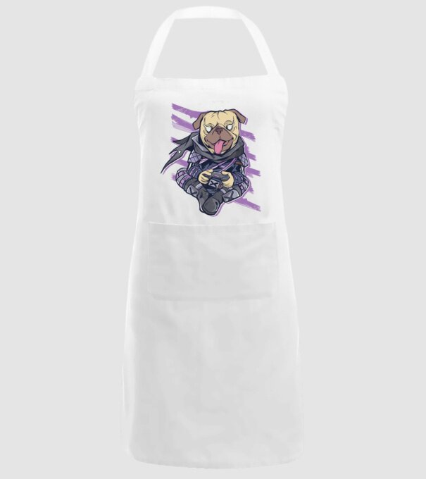 Mops Gamer tricou amuzant cu câine model alb pe tricou
