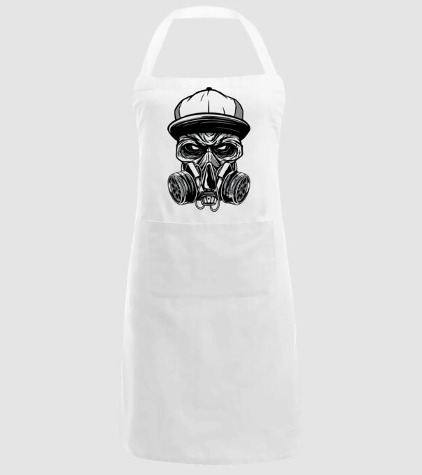 Mască de gaz Craniu model alb pe tricou