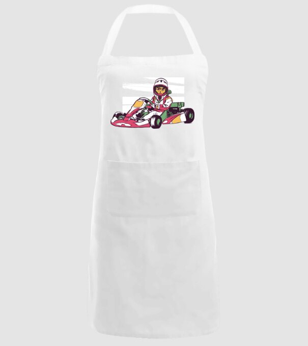 Pisică gokart model alb pe tricou