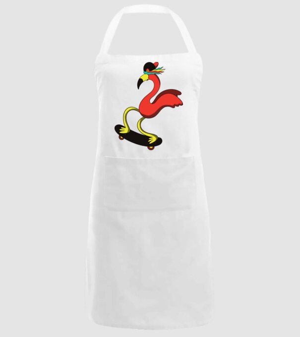 Flamingo Skateboarder model alb pe tricou