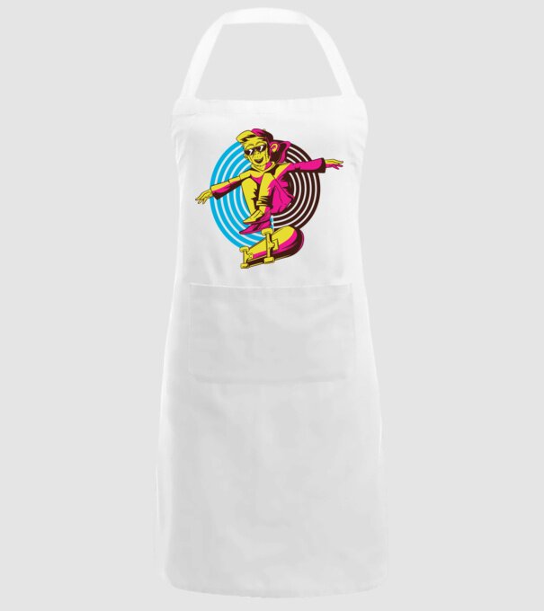 Maimuță Skateboarder model alb pe tricou