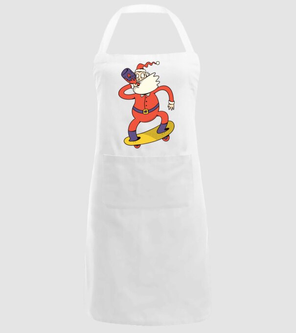 Moș Crăciun Skateboarder model alb pe tricou