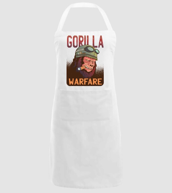 Gorilla Warfare model alb pe tricou
