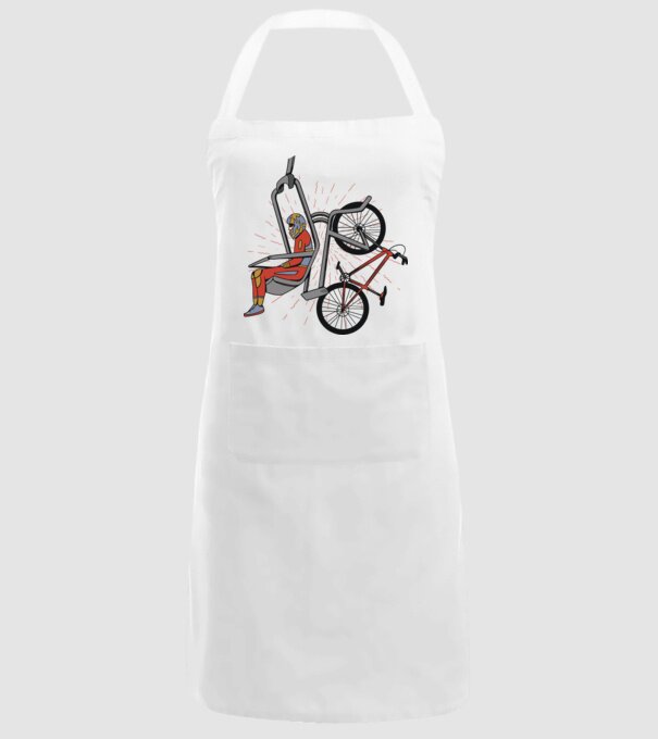 Biciclist montain bike pe teleferic model alb pe tricou