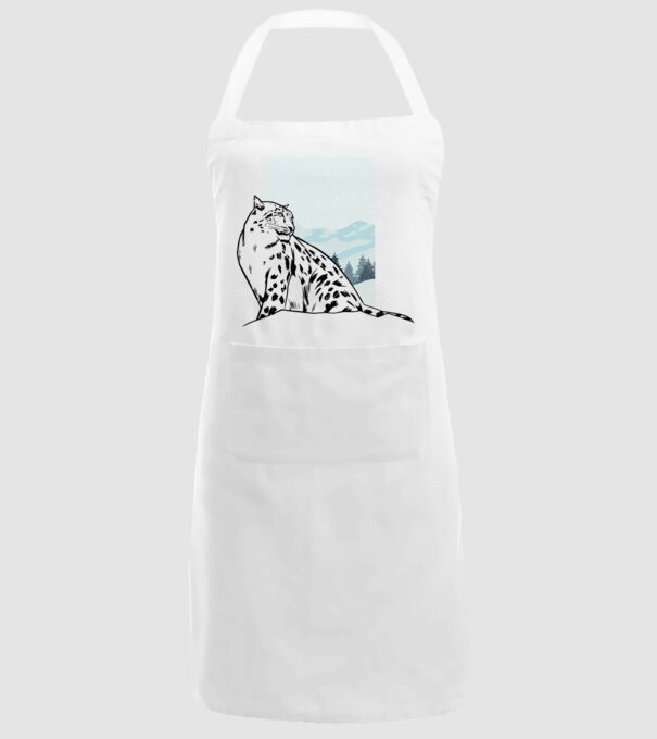 Leopard de zăpadă pisică mare model alb pe tricou