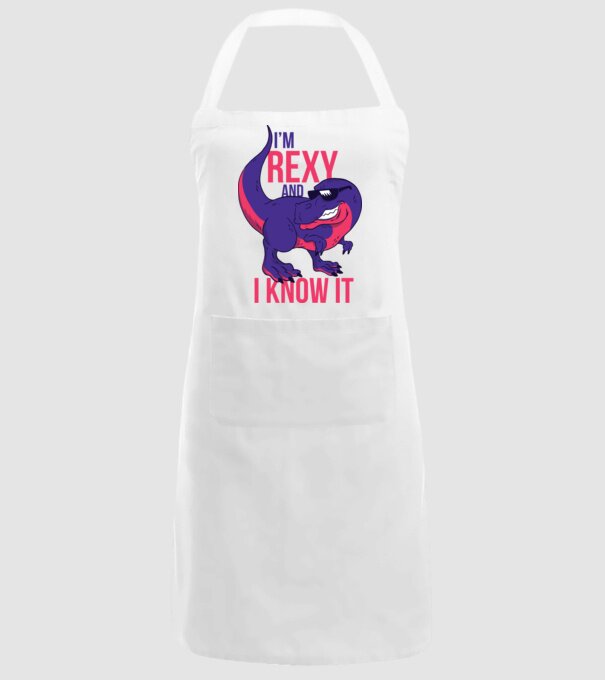 'I''m Rexy and I know it - tricou dinozaur amuzant' model alb pe tricou