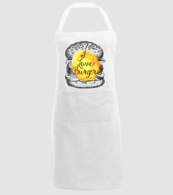I love burger model alb pe tricou