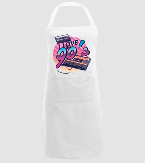 I love the 90s Casetă model alb pe tricou