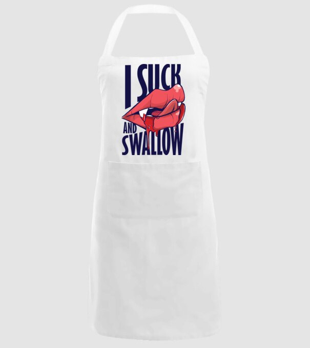 I suck and swallow Vampir model alb pe tricou