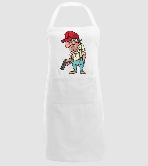 Bătrân cu armă model alb pe tricou