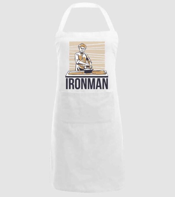 Ironman Om care calcă (montează metal) model alb pe tricou