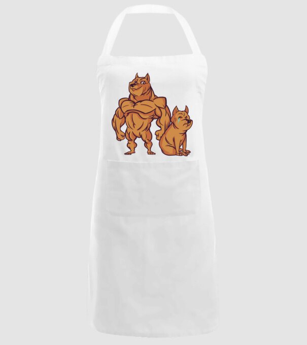Câine musculos model alb pe tricou