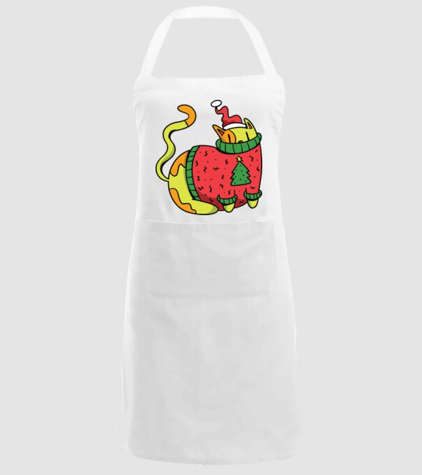 Pisică de Crăciun model alb pe tricou